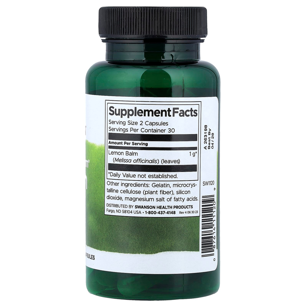 Swanson, Full Spectrum®, мелисса, 500 мг, 60 капсул