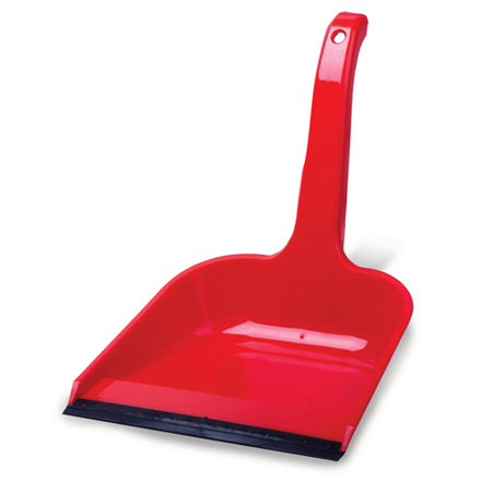 Совок пластиковый, высокая ручка, с резиновой кромкой, красный