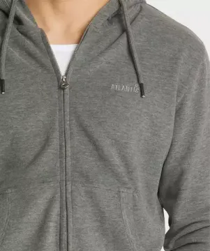 Мужская толстовка с капюшоном Atlantic HMT-001, серый меланж