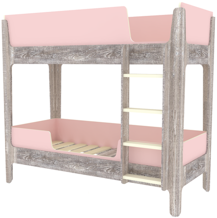 Кровать двухъярусная КарИВи Лотос Бетон Розовый