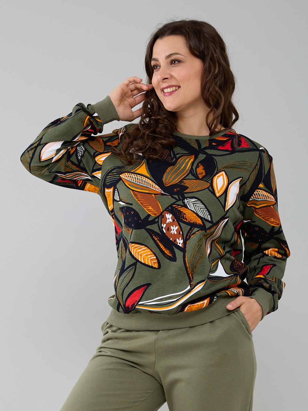 Толстовка К-90Х/хаки-осеннийлист