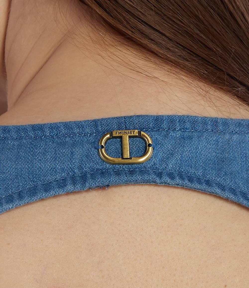 Джинсовое платье с ремешком TWINSET - голубой(241TP2690)