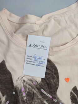 Футболка с принтом и пайетками 44 размер