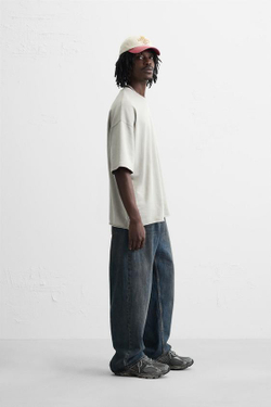 ZARA ТОЛСТОВКА RELAXED FIT С ЭФФЕКТОМ ПОТЕРТОСТИ, КОСТЯНОЙ