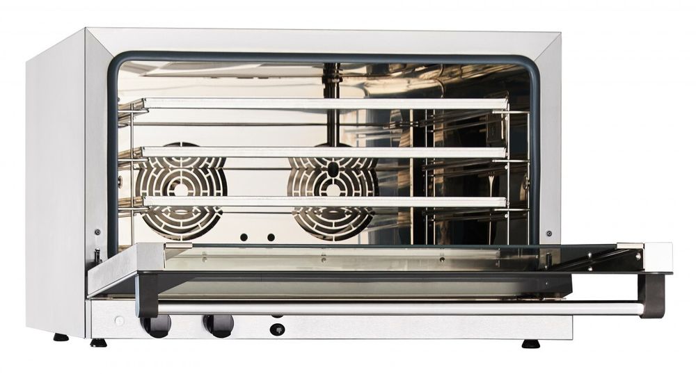 21000009279 Абат Конвекционная печь КЭП-4, 4 уровня, 400х600 мм, нерж. камера, нерж. корпус, эл/механика, пароувлажнение, реверс, без противней