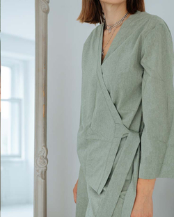 Домашний костюм из вареного хлопка Оливковый