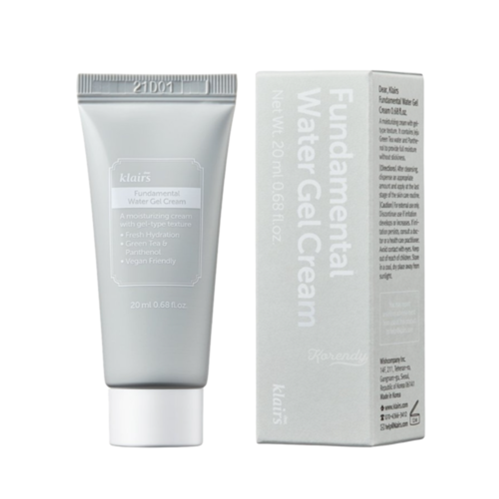 DEAR, KLAIRS Гель-крем для лица на основе зеленого чая – Fundamental water gel cream, (20мл)