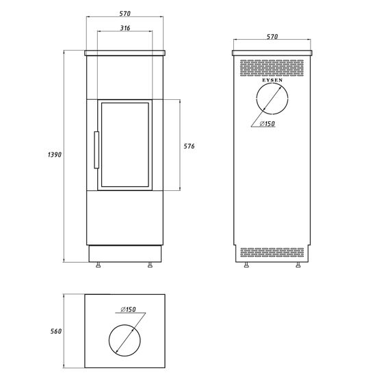 Печь-камин Tabaco Grey
