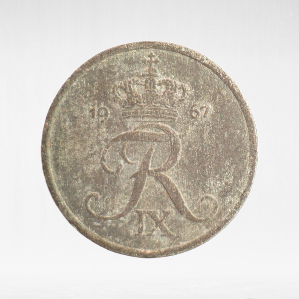 Denmark, 1 Øre - Frederik IX, 1967, F