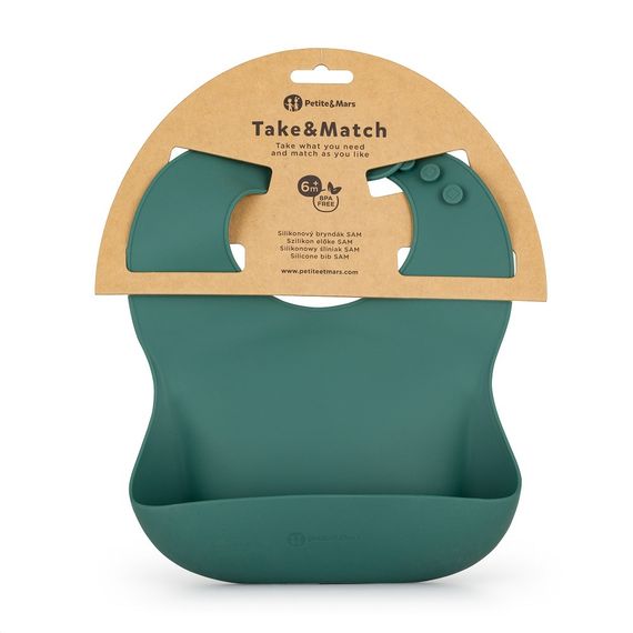 Önlük\PETITE&amp;MARS Silicone bib Sam Take&amp;Match Misty Green 6m+