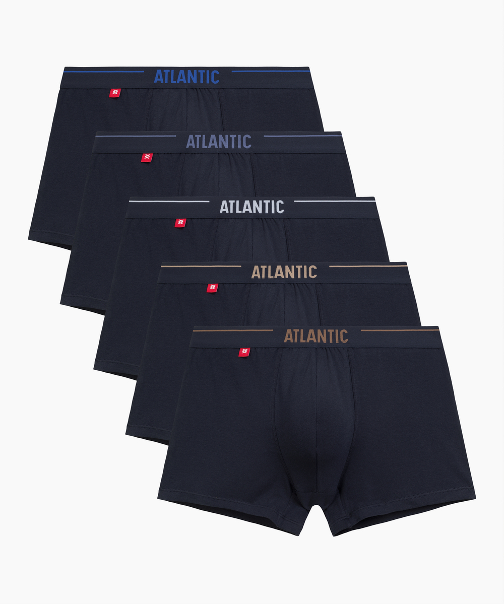 Мужские трусы шорты Atlantic, набор из 5 шт., хлопок, темно-синие, 5SMH-004