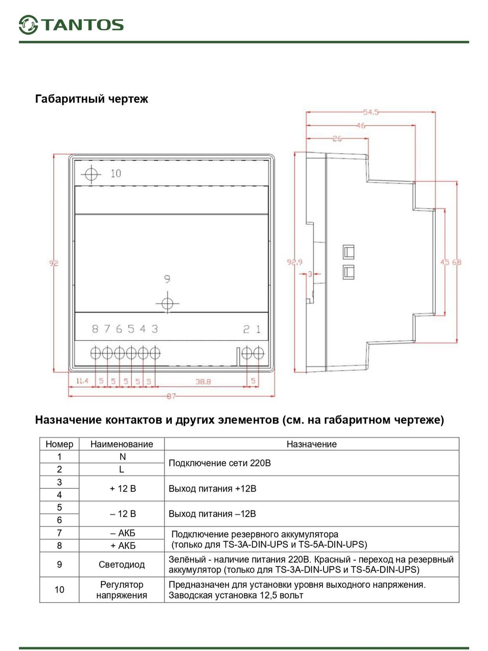 Источник бесперебойного питания TS-3A-DIN-UPS