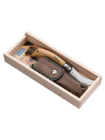 Нож грибника Opinel №8, нержавеющая сталь, рукоять дуб, чехол, деревянный футляр
