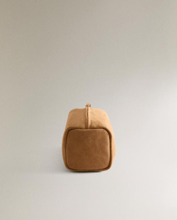 ZARA HOME МЯГКАЯ КОЖАНАЯ КОСМЕТИЧКА, ЖЕЛТО-КОРИЧНЕВЫЙ