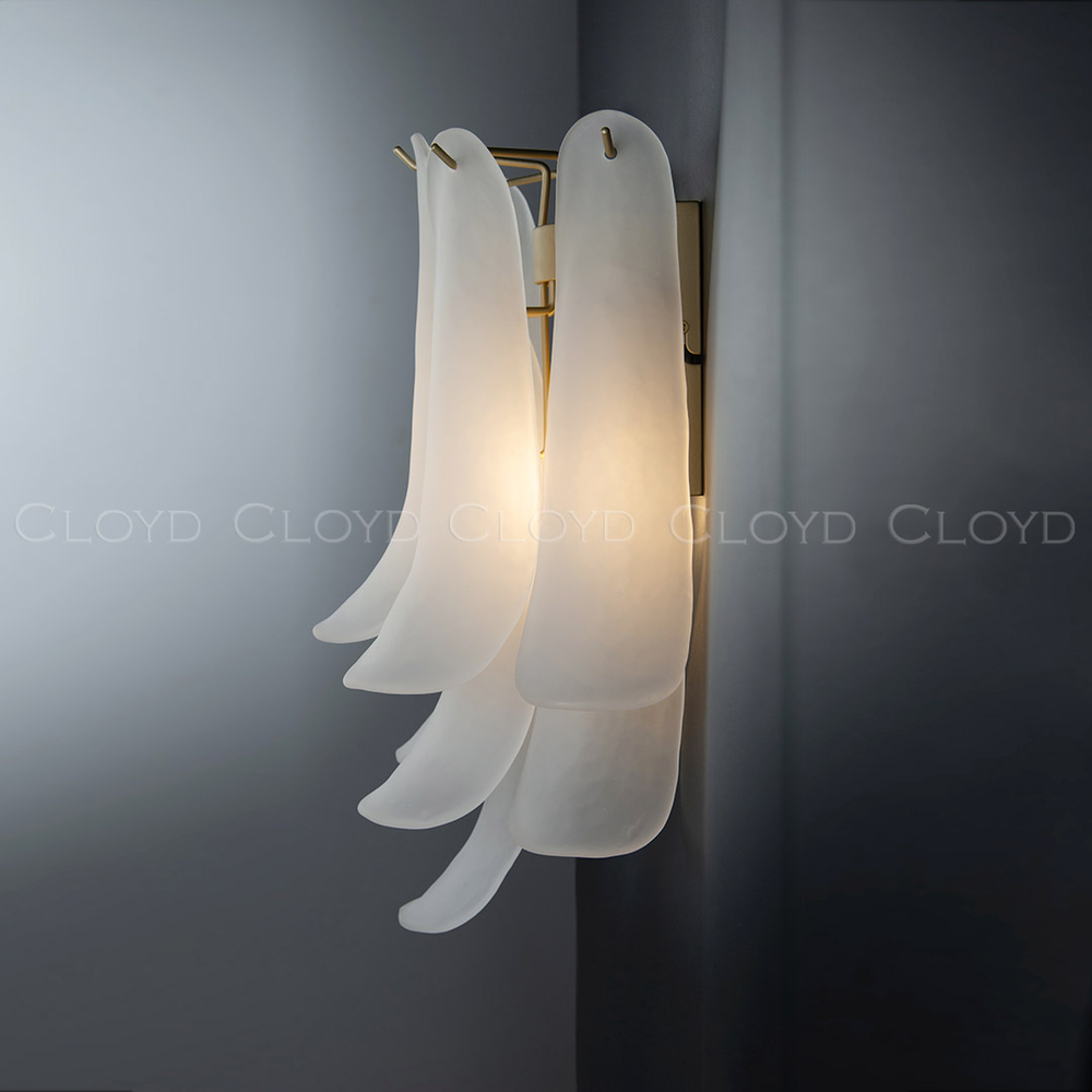 Бра Cloyd AZORES-A W2 / выс. 42 см - латунь светл. - белое матовое стекло (арт.20470)