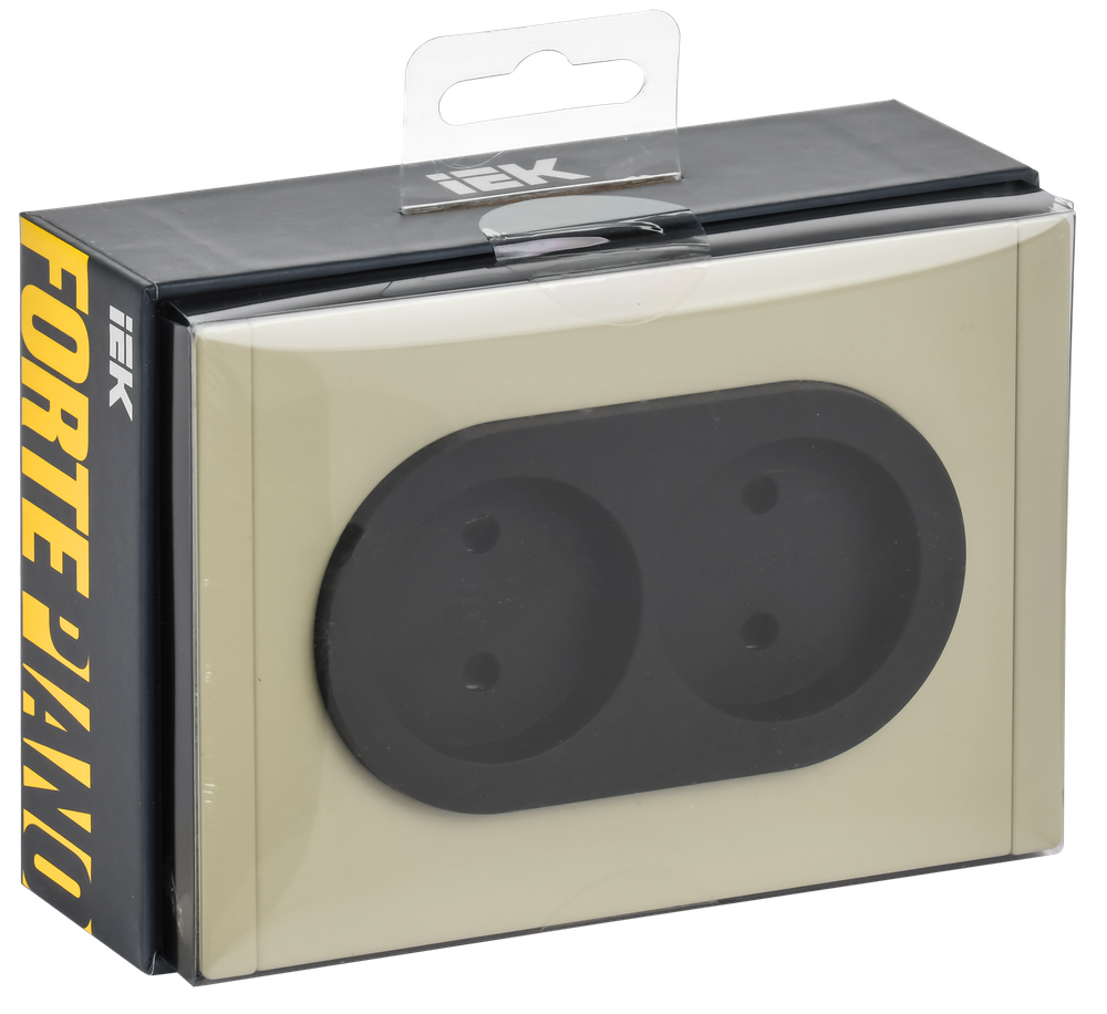 FORTE&PIANO Розетка 2-местная без заземления с защитными шторками безвинтовое крепление 10А FP825M металл серый сланец IEK