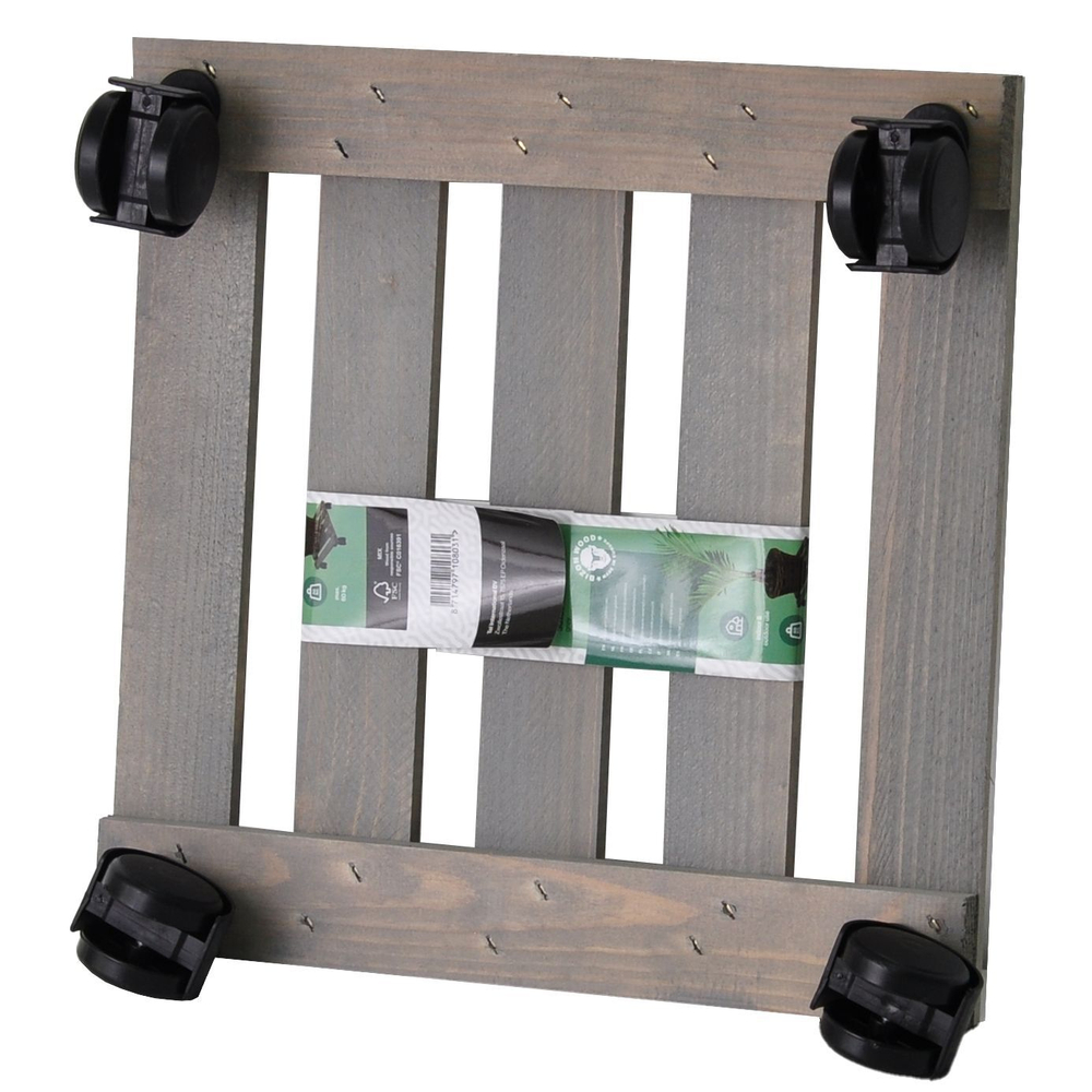 Подставка для цветов Флорель деревянная, в стиле рустик (состаренный), серая