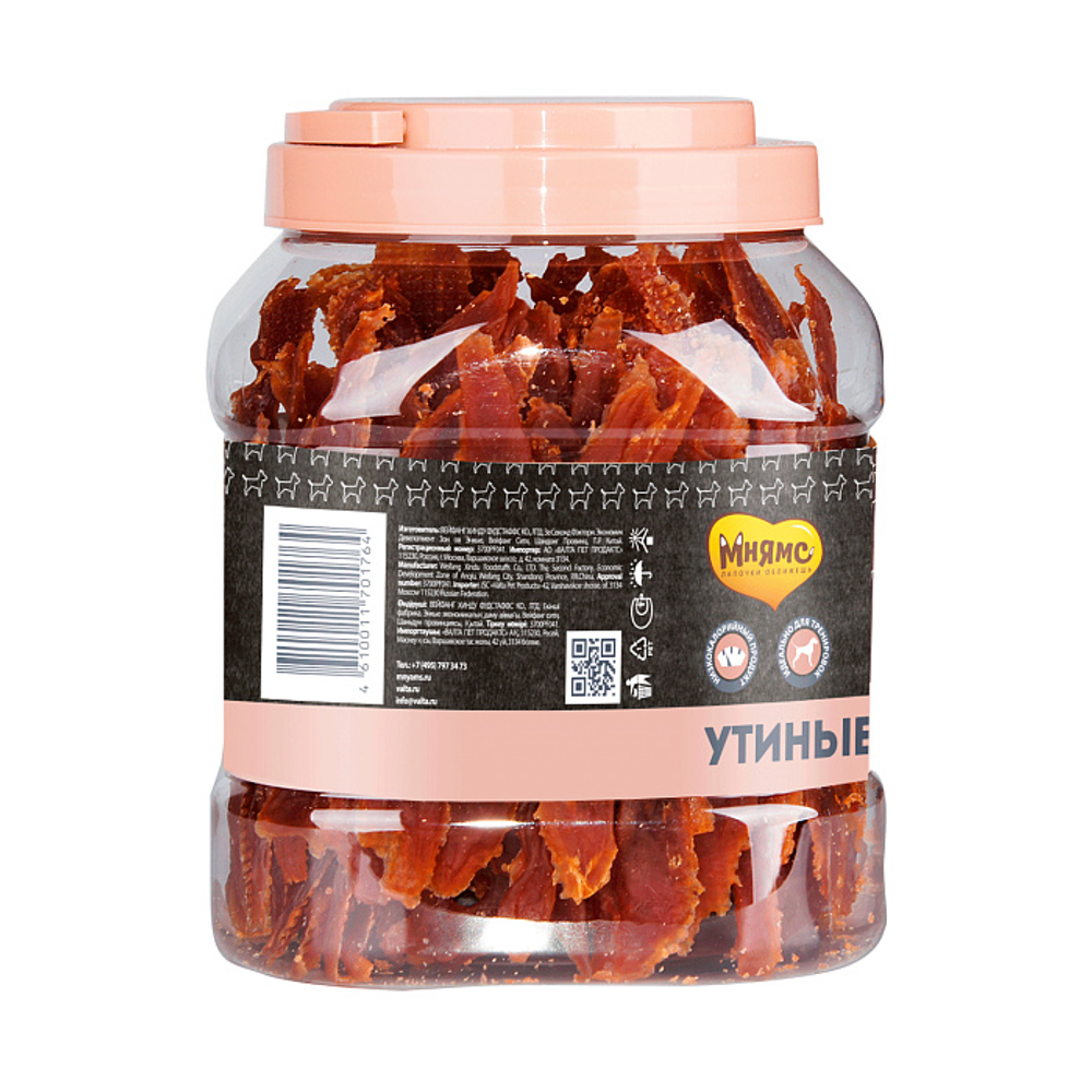 Лакомство Мнямс На каждый день для собак Утиные грудки в банке 800 г
