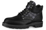 LOUIS VUITTON Oberkampf Damier Graphite Top Grain Cow Leather Short Combat Boots Men"s Black