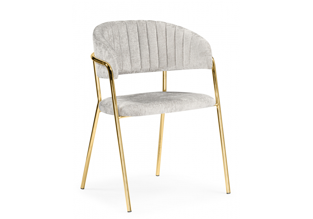 Стул на металлокаркасе Woodville Kamelia светло-серый, ткань золотые ножки