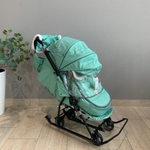 Коляска комбинированная «Наши детки» 6 в джинсовом стиле зеленый (арт. НДТ6/5)