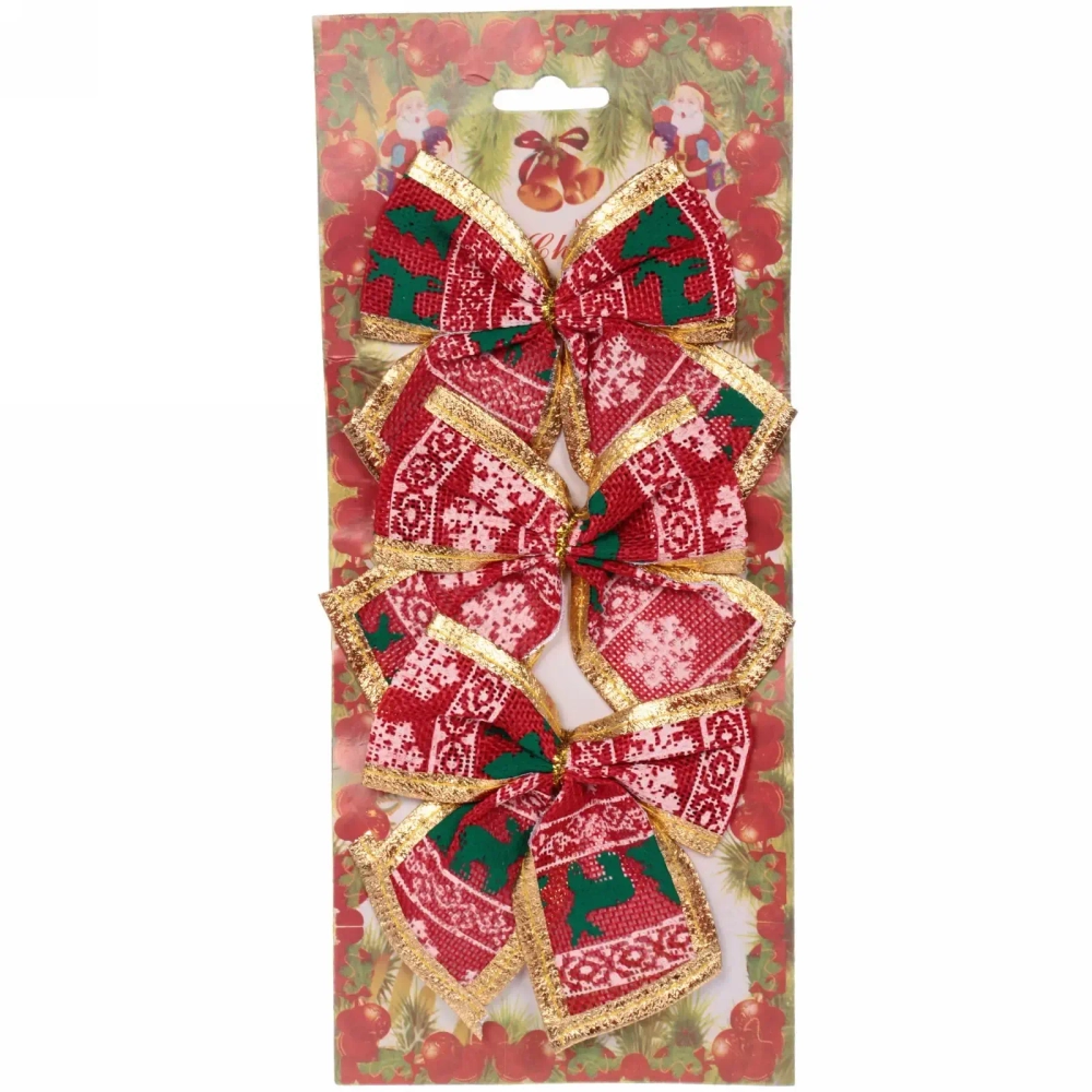 Бант на ёлку «Зимние узоры» 11*11 см (набор 3 шт)