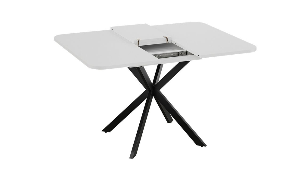 Стол кухонный обеденный раздвижной Черный муар Белый Лиссабон 100(131)х100х75 см