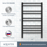 Полотенцесушитель электрический Aquatek (Акватек) Бетта П10 500х900 мм, черный муар, подключение скрытое к сети электропитания / электропровод с вилкой, с терморегулятором и таймером quick touch, нержавеющая сталь AISI 201, гарантия 5 лет