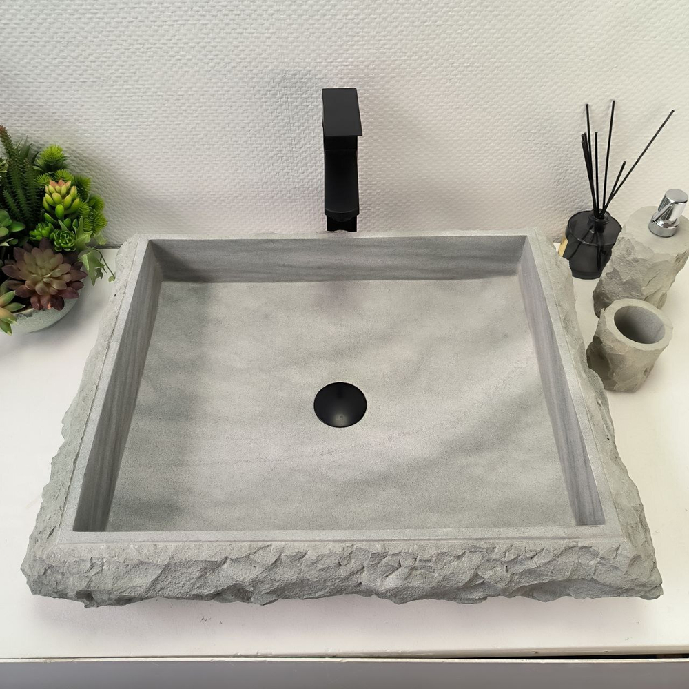 Раковина из андезита Rectangle Erozy Blue SM-62964 62*48*13