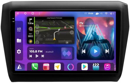 Магнитола для Suzuki Swift 5 2016-2023 (рамка матовая 9) - FarCar 179-2M на Android 13, 2K QLED, TS10, CarPlay, 4G SIM-слот