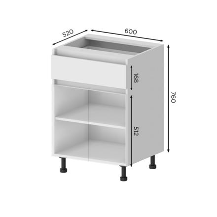 Кухня Модуль Н1Я 600 нижний Белый / Тик