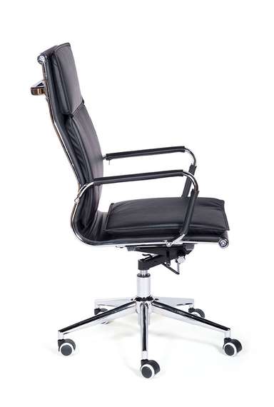 Кресло офисное Норден / Харман / черная экокожа / хром