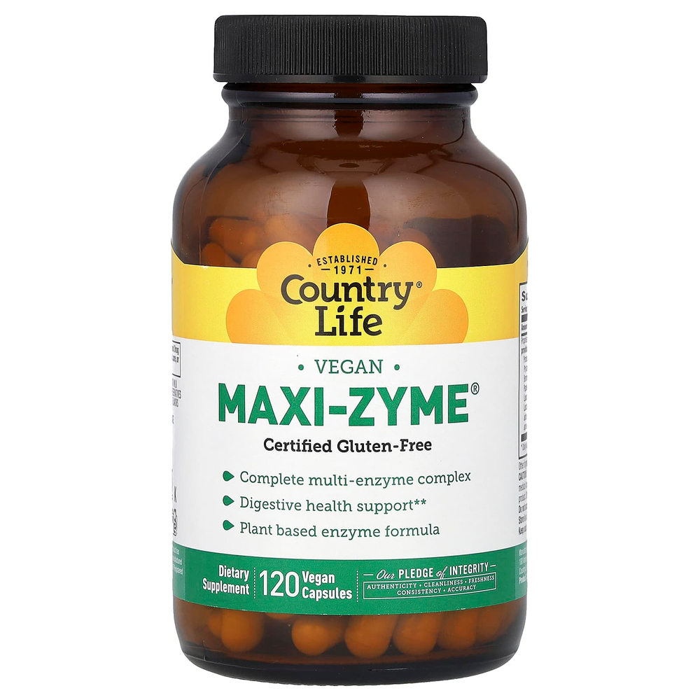 Country Life, Maxi-Zyme, 120 веганских капсул