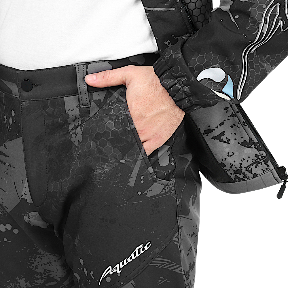 Костюм Aquatic К-23 цвет Camo Black фирменная печать Soft-Shell 10/10 -