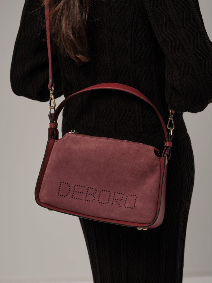 Сумка замшевая на плечо бордо