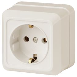 Розетка Intro Quadro 2-202-02 с заземлением 2P+E Schuko, 16А-250В, IP20, ОУ, слоновая кость