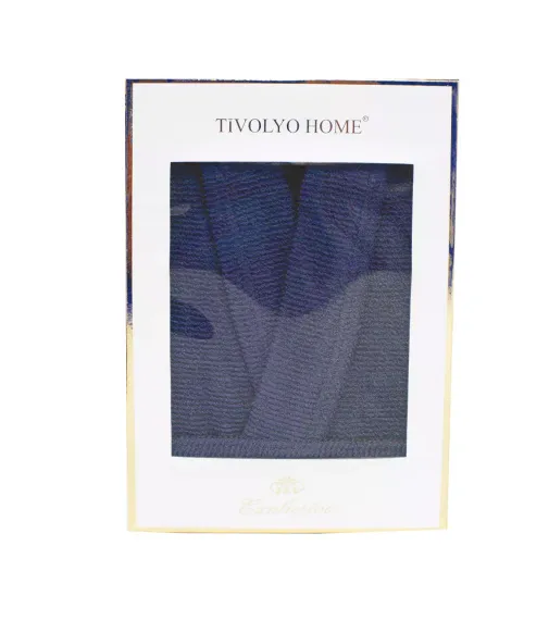 Мужской  махровый халат  NATURAL SLIM  синий Tivolyo Home