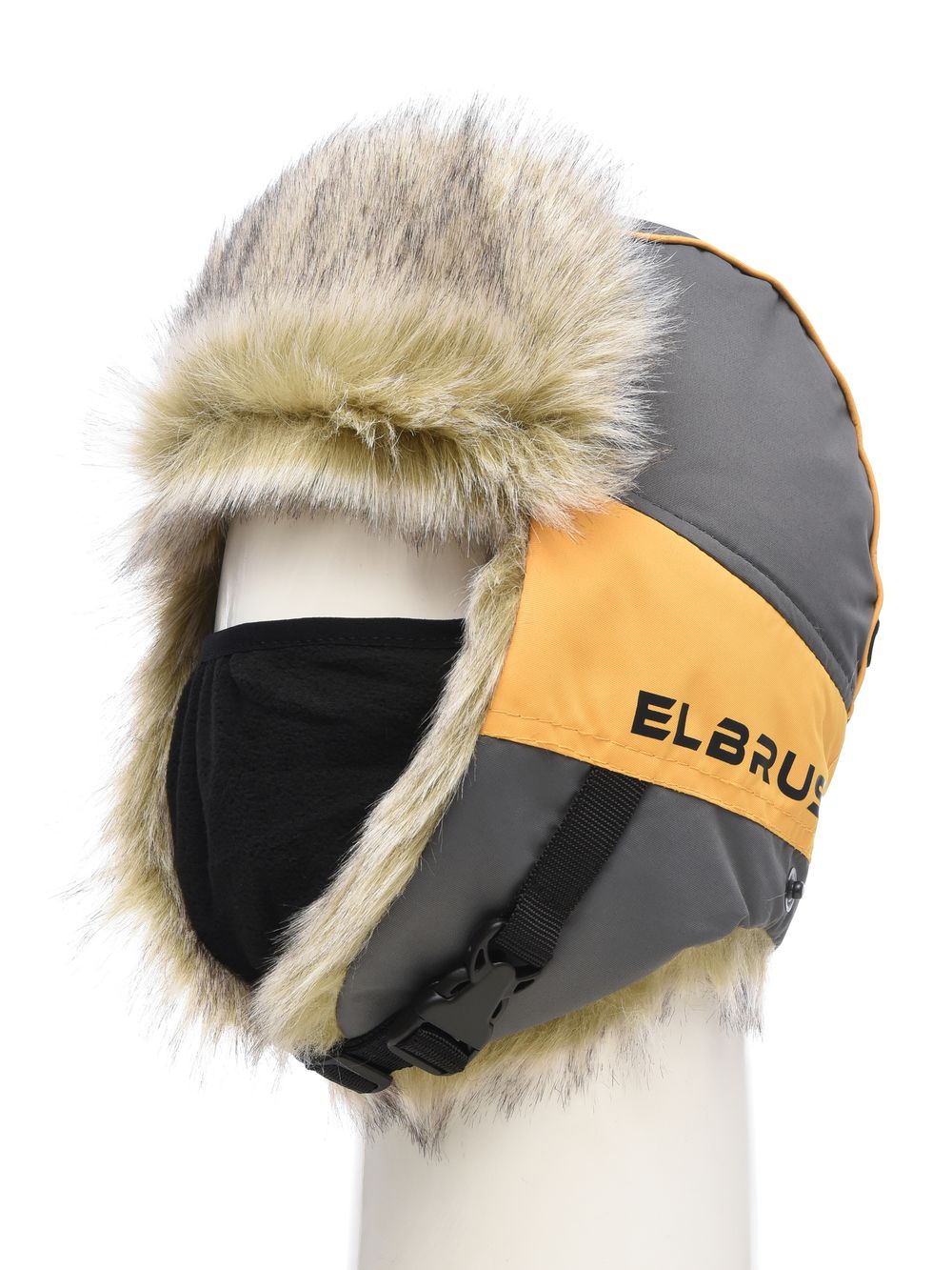 Шапка ушанка зимняя Elbrus ткань Hit Membrane цвет Серый/Банан