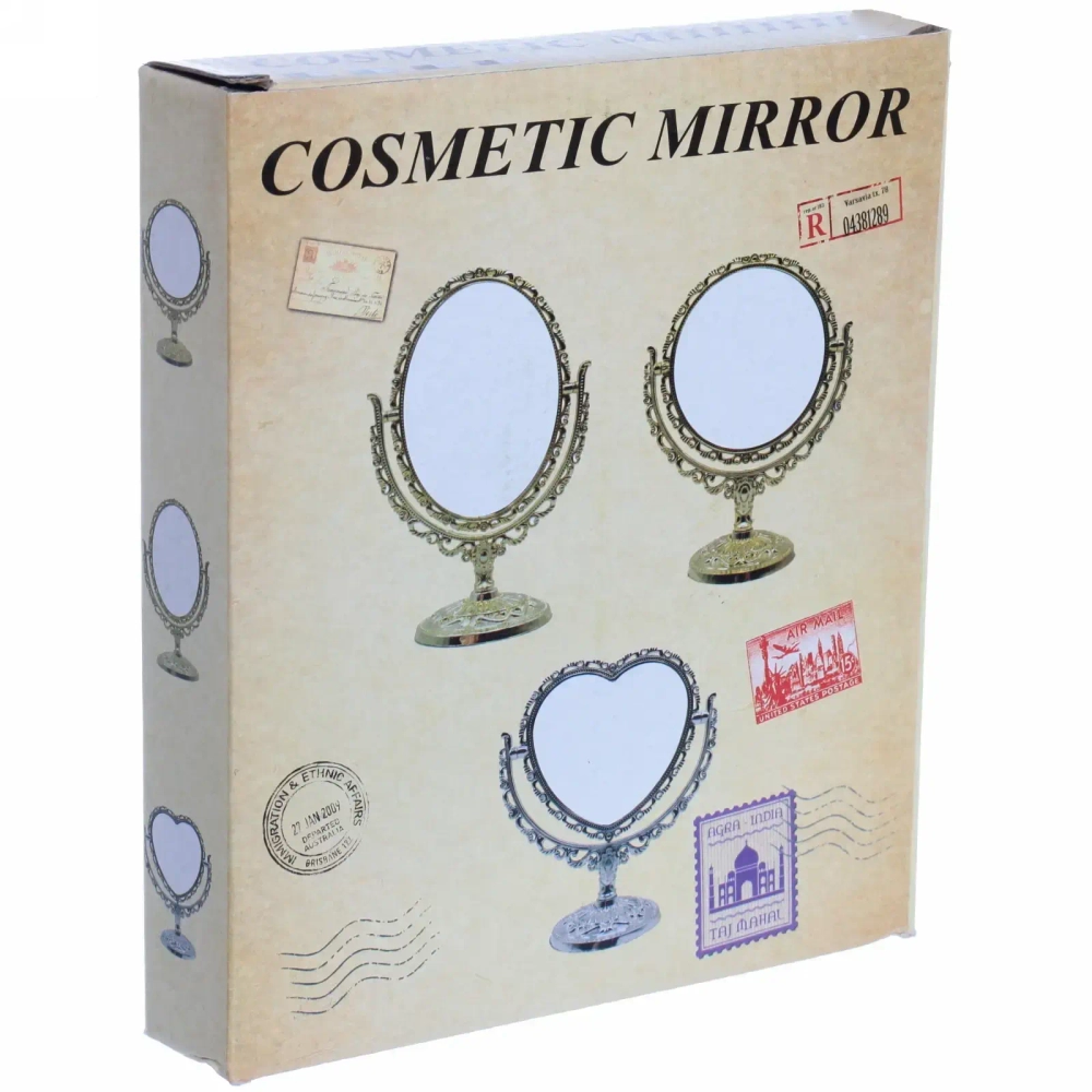 Зеркало настольное в пластиковой оправе «Версаль - Овал», цвет серебро, двухстороннее, 24.5см