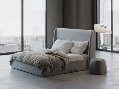 Кровать Камилла в сером велюре-букле 180