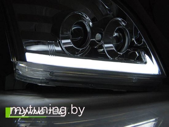 Передние фары Tube Light для Toyota Land Cruisre Prado 120 (03-09) динамические хромированные