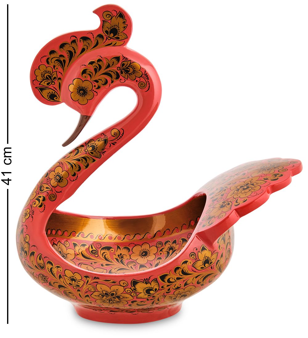 Народные промыслы ХЛ-020 Ковш-лебедь 410*240 (Хохлома)