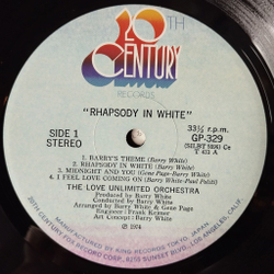 Винтажная виниловая пластинка LP Barry White Love Unlimited Orchestra Rhapsody In White (Japan 1974) (No Obi) I Feel Love Coming On
