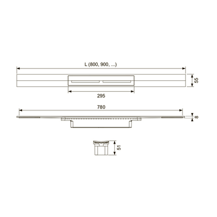 Профиль для душа TECEdrainprofile, 900 мм, сатин