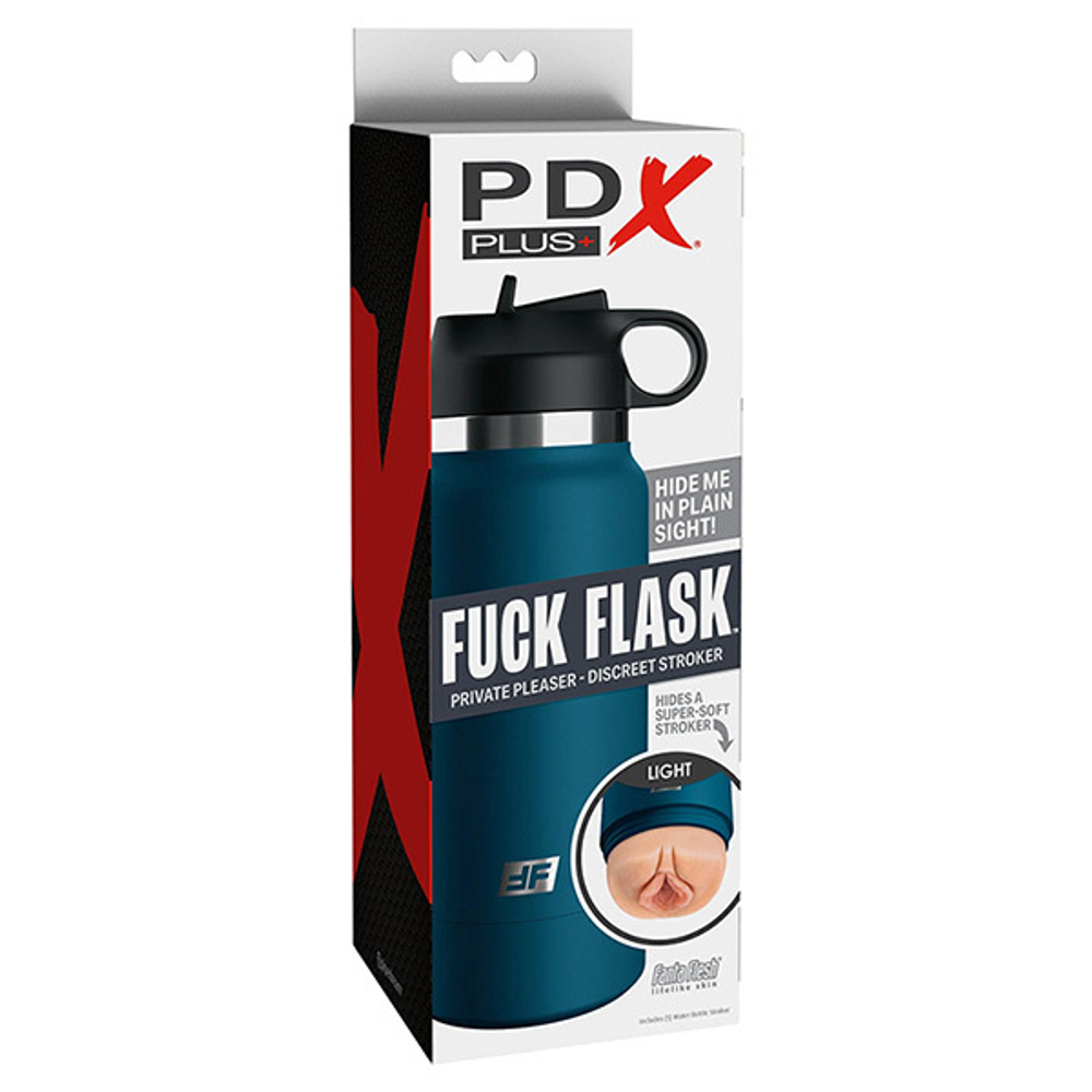 Телесный мастурбатор-вагина 23,8см в синей фляге PipeDream PDX Plus Fuck Flask Private Pleaser Stroker in Light RD62721