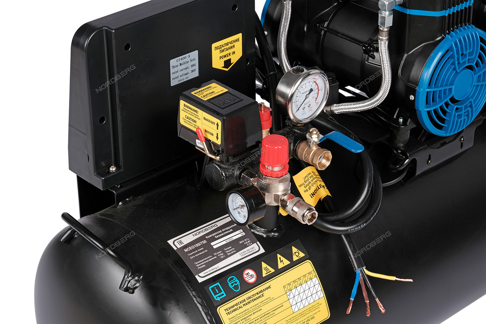 NORDBERG (NCEO100/750) Компрессор безмасляный 380 В, ресивер 100 л, 750 л/мин