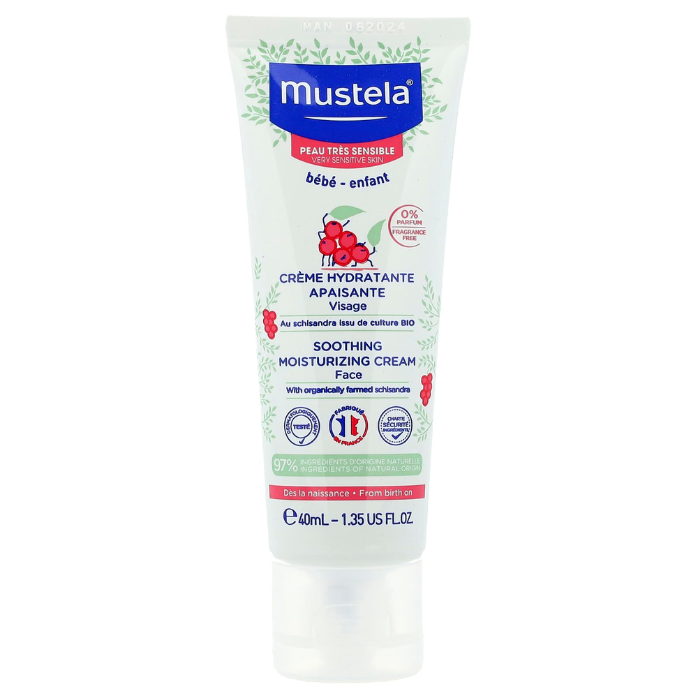 Mustela, Успокаивающий увлажняющий крем для лица с лимонником, без отдушек, 40 мл (1,35 жидк. унц.)