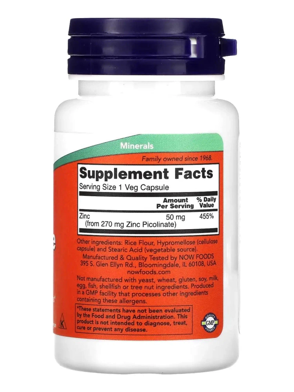 Витамины NOW Zinc Picolinate 60 капсул