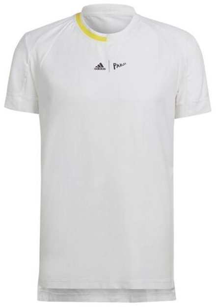 Теннисная футболка Adidas London Stretch Woven Tee - white/impact yellow