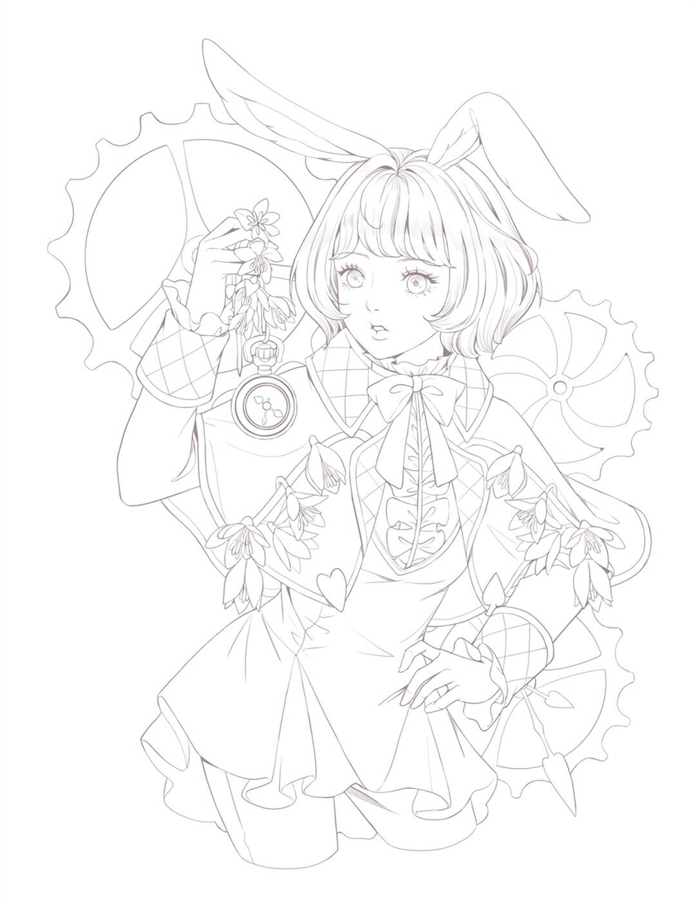 Girls and flowers. Part 3. Coloring Book